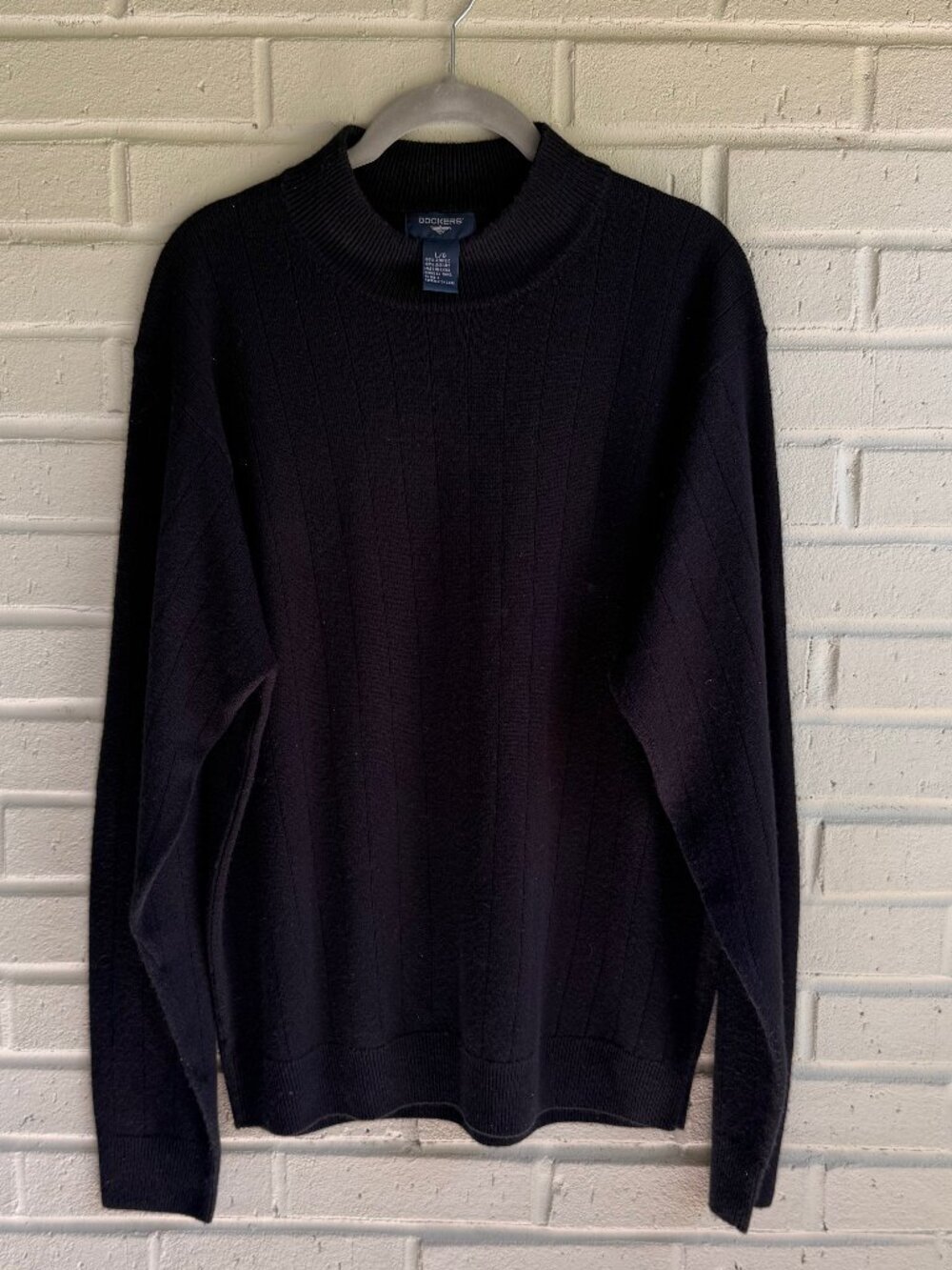 Dockers Oversized Black Knit Sweater Crewneck Long Sleeve Classic
